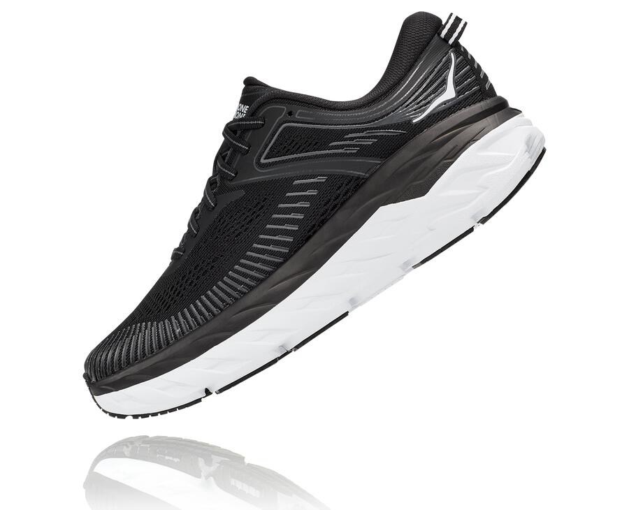 Zapatillas Running Hoka One One Mujer - Bondi 7 - Negras/Blancas - RHT531846